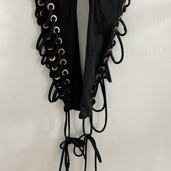 Sexy black jumpsuit with grommets down legs - Picture 4 of 7